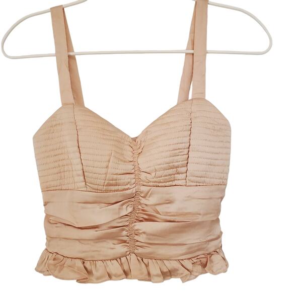BOG Collective Pink Satin Ruched Crop Top Size S - Picture 1 of 7